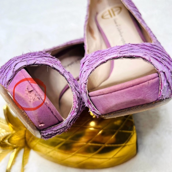 HOUSE OF HARLOW Leather Lilac Purple Peep Toe Python Pearl Pumps Heels S… - Picture 14 of 15